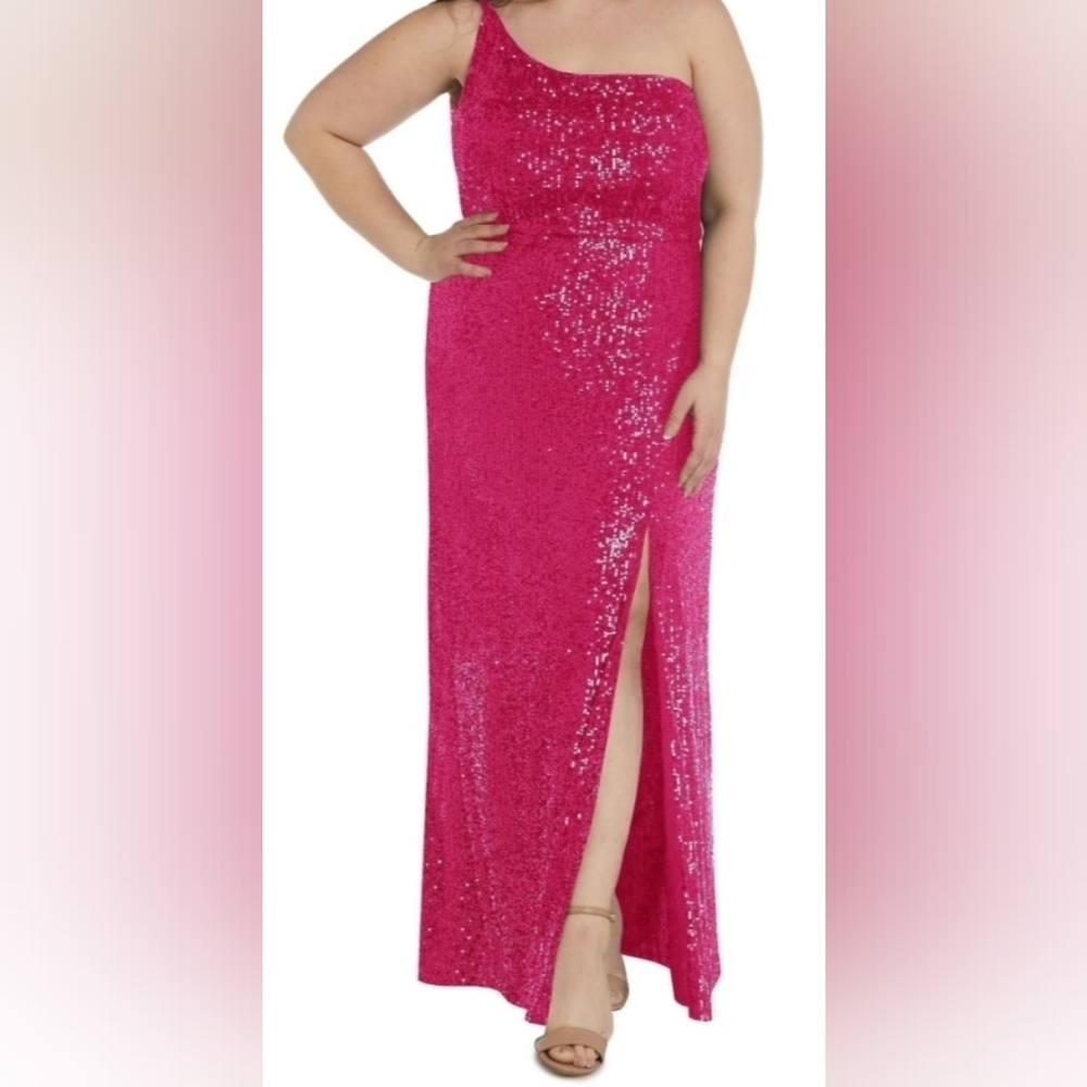 Elegant Pink Sequin Evening Gown